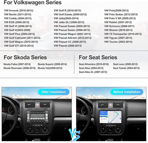 ستيريو سيارة 6G+128G Android 15 لسيارة VW Passat Golf MK5 MK6 Jetta T5 EOS Polo Seat Sharan مع Carplay اللاسلكي Android Auto 9 بوصة شاشة لمس راديو السيارة مع بلوتوث 5.0 GPS WiFi FM كاميرا احتياطية in Kuwait