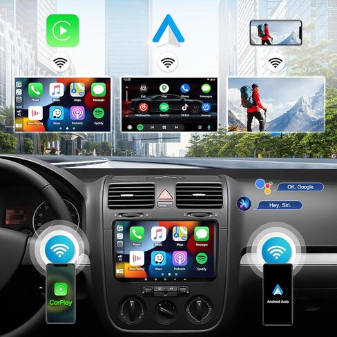 ستيريو سيارة 6G+128G Android 15 لسيارة VW Passat Golf MK5 MK6 Jetta T5 EOS Polo Seat Sharan مع Carplay اللاسلكي Android Auto 9 بوصة شاشة لمس راديو السيارة مع بلوتوث 5.0 GPS WiFi FM كاميرا احتياطية in Kuwait