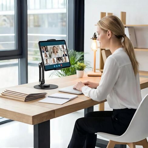 Tablet Stand Holder,360° Rotating Adjustable Foldable Portable Monitor Aluminum Phone Stand Holder for iPad Air, Mini, 10.2,9.7, Pro 11/13 and More (Black) in Kuwait
