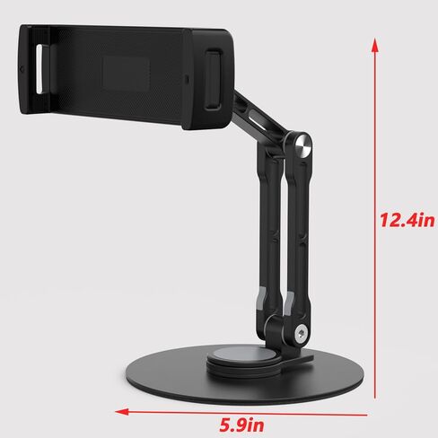 Tablet Stand Holder,360° Rotating Adjustable Foldable Portable Monitor Aluminum Phone Stand Holder for iPad Air, Mini, 10.2,9.7, Pro 11/13 and More (Black) in Kuwait