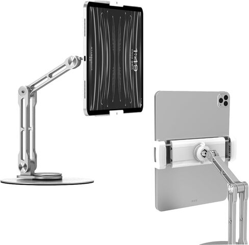Tablet Stand Holder,360° Rotating Adjustable Foldable Portable Monitor Aluminum Phone Stand Holder for iPad Air, Mini, 10.2,9.7, Pro 11/13 and More (Black) in Kuwait