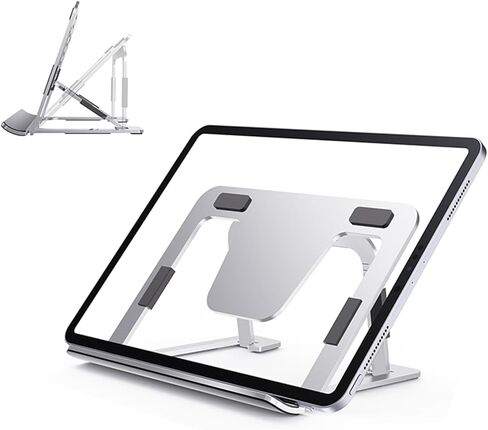 Portable Monitor Stand for Desk, Drawing Tablet Stand Ergonomic 8-Level Adjustable Height Travel Foldable Aluminum Alloy Desktop Tablet Holder for Home,Office or Travel in Saudi Arabia