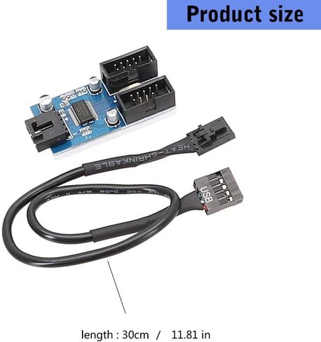 9Pin USB رأس أنثى 1 إلى 2 أنثى تمديد بطاقة USB2.0 الفاصل موصلات الكابلات لمهايئ اللوحات الأم مضاعفات in Kuwait