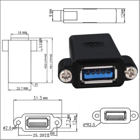 USB3.0 أنثى إلى أنثى كابل مقرنة USB3.0 أنثى إلى أنثى لوحة محول تركيب لمزامنة البيانات والشحن موثوقة in Kuwait