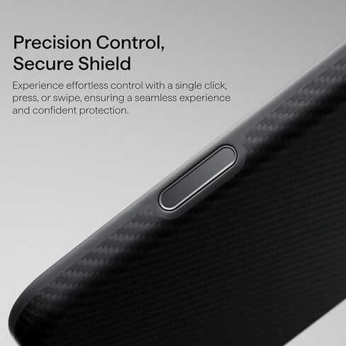 حافظة بيتاكا لهاتف iPhone 17 Pro مقاس 6.3 بوصة مع زر تحكم في الكاميرا، قوية ولكنها أنيقة، متوافقة مع MagSafe، Aramid UltraGuard - أسود/رمادي (نسيج قطني طويل) in Kuwait