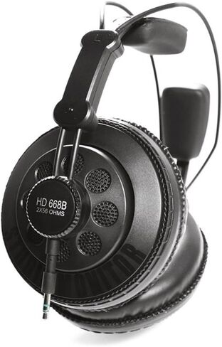 سماعات رأس Superlux HD668B MKII Studio Monitor، مشغلات خلفية شبه مفتوحة مقاس 50 مم، غشاء مطور للحصول على صوت متوازن عالي الدقة، كابل قابل للفصل، عصابة رأس خفيفة الوزن قابلة للتعديل للمزج والإتقان in Kuwait
