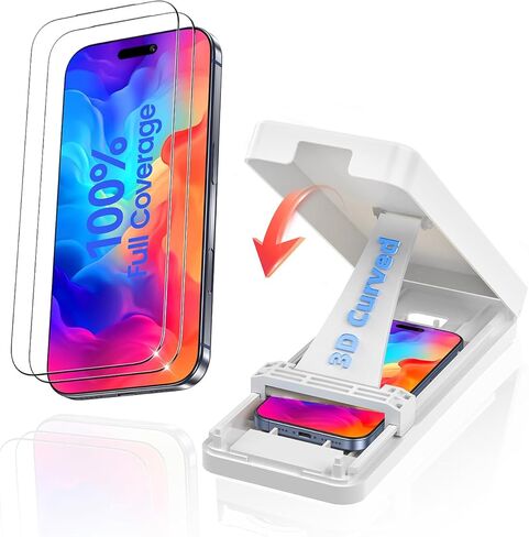 واقي شاشة غير قابل للكسر لهاتف iPhone-17-Pro-Max: زجاج ألومنيوم ثلاثي الأبعاد منحني حراريًا، تثبيت خالٍ من الفقاعات حاصل على براءة اختراع لمدة 3 ثوانٍ، مقاوم للكسر العسكري بطول 12 قدمًا، عبوتان فائق النعومة ومقاوم لبصمات الأصابع in Saudi Arabia