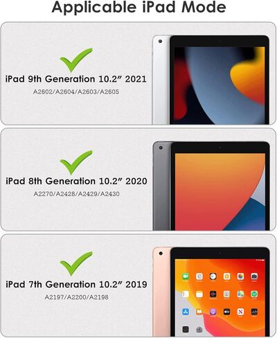 حافظة DTTO متينة لجهاز iPad 9th / 8th / 7th Generation 10.2 بوصة 2021/2020/2019، مسند قابل للتعديل، واقي شاشة مدمج، غطاء واقي مقاوم للصدمات لجهاز iPad 10.2، أسود in Kuwait