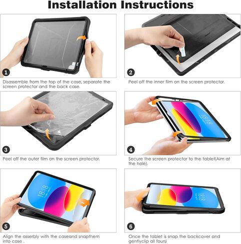 حافظة DTTO متينة لجهاز iPad 9th / 8th / 7th Generation 10.2 بوصة 2021/2020/2019، مسند قابل للتعديل، واقي شاشة مدمج، غطاء واقي مقاوم للصدمات لجهاز iPad 10.2، أسود in Kuwait