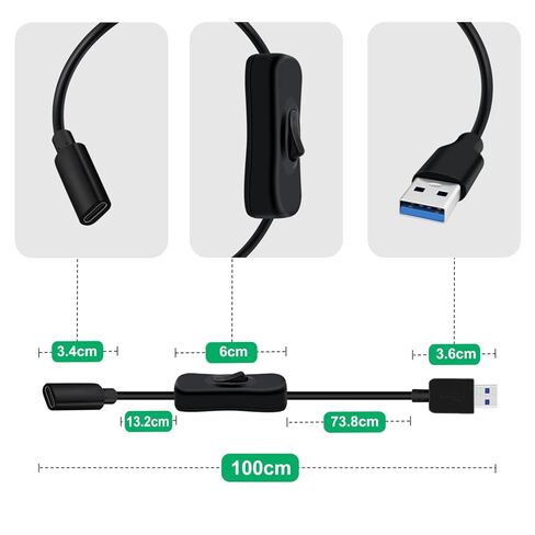 كابل USB C أنثى إلى USB 3.0 A ذكر مع محول نقل 5 جيجابت في الثانية وشحن كابل محول من النوع C أنثى إلى USB ذكر (أسود، 1 متر) in Kuwait