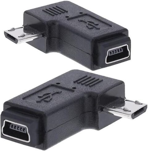 chenyang CY 2pcs 9mm Long Connector 90 Degree Left & Right Angled Micro USB 5Pin Male to Mini USB Female Extension Adapter in Saudi Arabia