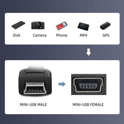 chenyang CY 2pcs 9mm Long Connector 90 Degree Left & Right Angled Micro USB 5Pin Male to Mini USB Female Extension Adapter in Saudi Arabia