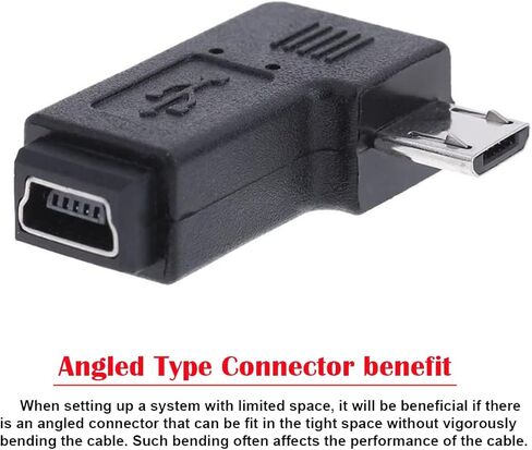 chenyang CY 2pcs 9mm Long Connector 90 Degree Left & Right Angled Micro USB 5Pin Male to Mini USB Female Extension Adapter in Saudi Arabia