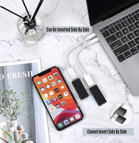 OTG USB-C 3.0 Adapter (2 Pack) Compatible with Samsung Galaxy A20 to Quick Multi-Use Functions to Backup, Keyboard, mice, Thumb Drives, Saves, More (White) in Saudi Arabia