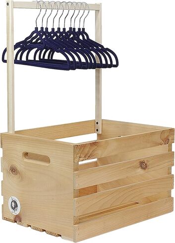 3 Stories Trading Company Natural Pine Baby Shower Wardrobe Crate, 10 Flocked Clothes Hangers, Fully Assembled (Pink) in Saudi Arabia