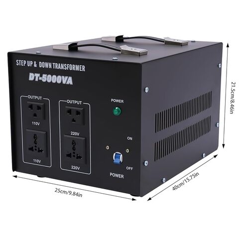 محول الجهد الكهربي، منظم الجهد الكهربي 5000 فولت أمبير، محول الطاقة عالي التحمل، محول الجهد الكهربي لأعلى ولأسفل 110 فولت/220 فولت مع 4 مقابس وحماية من التحميل الزائد in Kuwait
