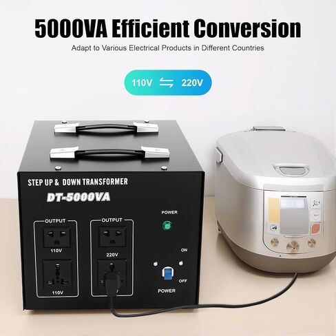 محول الجهد الكهربي، منظم الجهد الكهربي 5000 فولت أمبير، محول الطاقة عالي التحمل، محول الجهد الكهربي لأعلى ولأسفل 110 فولت/220 فولت مع 4 مقابس وحماية من التحميل الزائد in Kuwait
