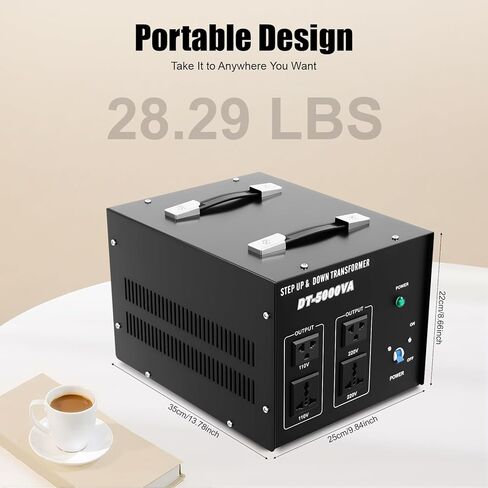 محول الجهد الكهربي، منظم الجهد الكهربي 5000 فولت أمبير، محول الطاقة عالي التحمل، محول الجهد الكهربي لأعلى ولأسفل 110 فولت/220 فولت مع 4 مقابس وحماية من التحميل الزائد in Kuwait