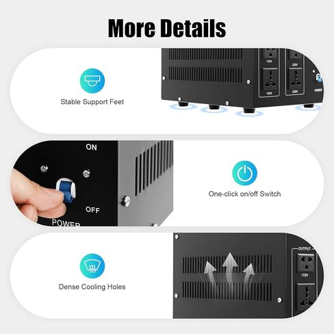 محول الجهد الكهربي، منظم الجهد الكهربي 5000 فولت أمبير، محول الطاقة عالي التحمل، محول الجهد الكهربي لأعلى ولأسفل 110 فولت/220 فولت مع 4 مقابس وحماية من التحميل الزائد in Kuwait