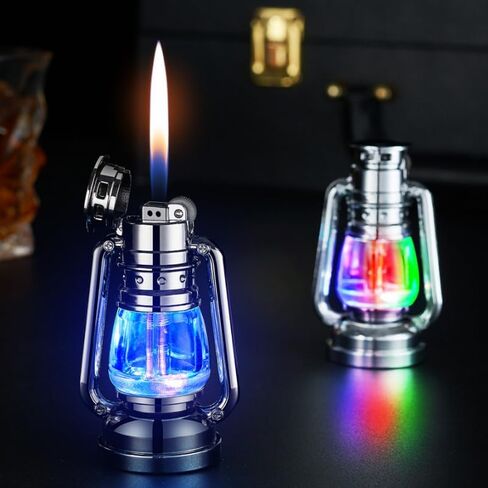 New Mini Transparent Horse Lantern Style Ambient Light Creative Flint Wheel Refillable Lighter(Note: Butane Gas Not Included) in Saudi Arabia