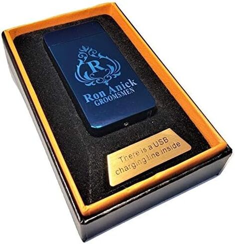 ولاعة USB - هدية منقوشة مخصصة - هدية ولاعة بلازما مزدوجة القوس قابلة لإعادة الشحن - هدية زفاف (فضي) in Kuwait