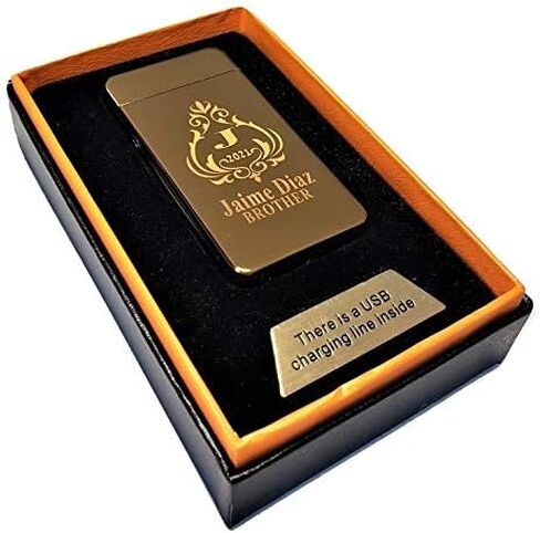 ولاعة USB - هدية منقوشة مخصصة - هدية ولاعة بلازما مزدوجة القوس قابلة لإعادة الشحن - هدية زفاف (فضي) in Kuwait