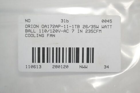 ORION OA172AP-11-1TB 26/35W WATT BALL 110/120V-AC 7IN 235CFM COOLING FAN B280120 in Kuwait