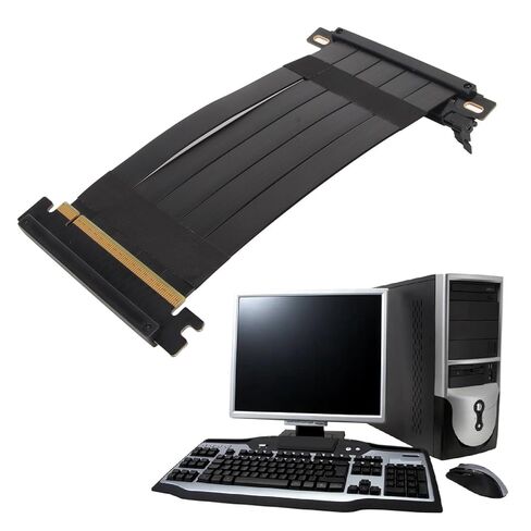 PUSOKEI PCIE 4.0 x16 Extender Riser Cable, High Dual Sided Reverse 180 Degree PCI E Ports GPU Graphic Card Extension Cable for RX 7900 7800 7700 7600 7500,etc (Black) in Saudi Arabia