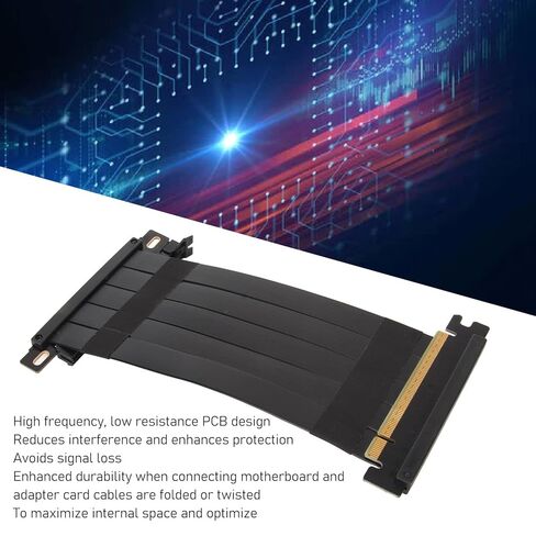 PUSOKEI PCIE 4.0 x16 Extender Riser Cable, High Dual Sided Reverse 180 Degree PCI E Ports GPU Graphic Card Extension Cable for RX 7900 7800 7700 7600 7500,etc (Black) in Saudi Arabia