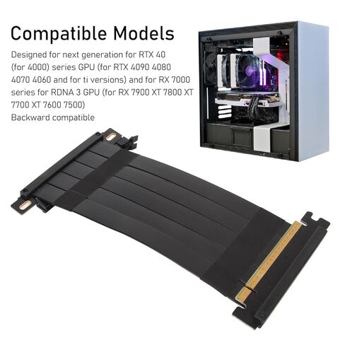 PUSOKEI PCIE 4.0 x16 Extender Riser Cable, High Dual Sided Reverse 180 Degree PCI E Ports GPU Graphic Card Extension Cable for RX 7900 7800 7700 7600 7500,etc (Black) in Saudi Arabia