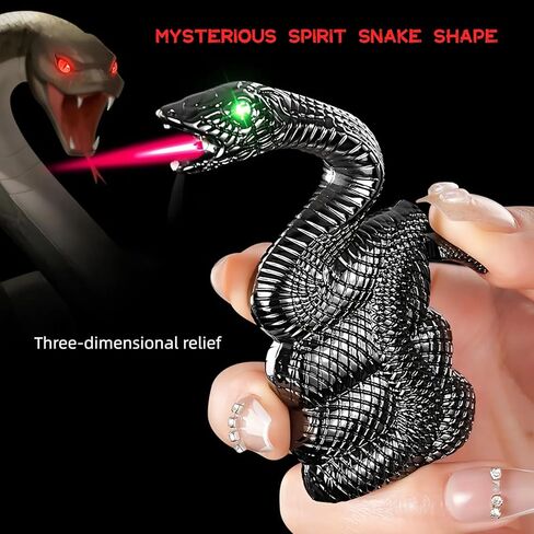 ولاعة شعلة بوتان، ولاعة ثعبان مع لهب نفاث أحمر، ولاعة صغيرة إبداعية مقاومة للرياح، ولاعات قابلة لإعادة الملء وقابلة للتعديل للرجال، DIY، الشموع، والتخييم (الغاز غير متضمن) (أسود) in Kuwait