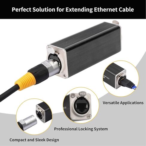 محول إيثرنت Yoidesu مطلي بالذهب، وصلة RJ45 أنثى إلى أنثى مع حماية IP68 لتمديد كابل PoE LAN الخارجي in Saudi Arabia