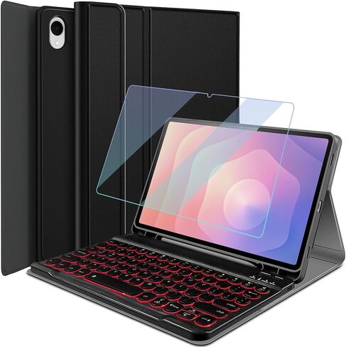 Backlit Keyboard Case for Samsung Galaxy Tab S11 5G 11 Inch 2025 Model (SM-X730/X736B) with Screen Protector, 7 Colors Light Detachable Wireless Keyboard PU Leather Folio Case for 11" Tab S11 in Saudi Arabia