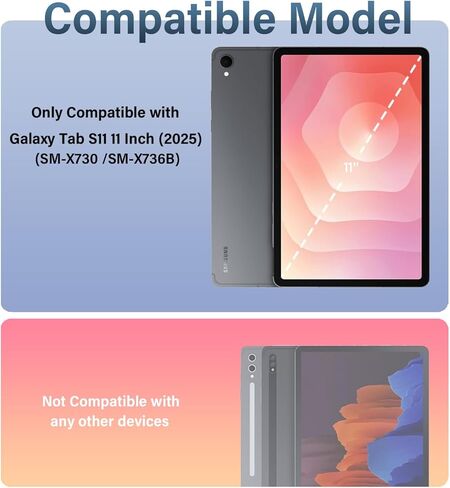 Backlit Keyboard Case for Samsung Galaxy Tab S11 5G 11 Inch 2025 Model (SM-X730/X736B) with Screen Protector, 7 Colors Light Detachable Wireless Keyboard PU Leather Folio Case for 11" Tab S11 in Saudi Arabia