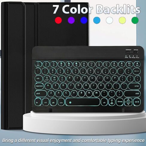 Backlit Keyboard Case for Samsung Galaxy Tab S11 5G 11 Inch 2025 Model (SM-X730/X736B) with Screen Protector, 7 Colors Light Detachable Wireless Keyboard PU Leather Folio Case for 11" Tab S11 in Saudi Arabia