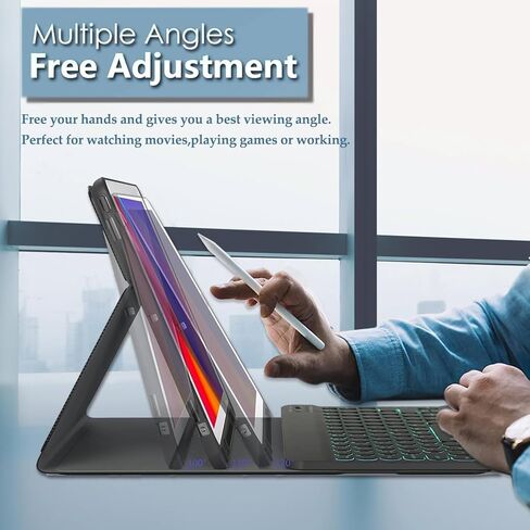 Backlit Keyboard Case for Samsung Galaxy Tab S11 5G 11 Inch 2025 Model (SM-X730/X736B) with Screen Protector, 7 Colors Light Detachable Wireless Keyboard PU Leather Folio Case for 11" Tab S11 in Saudi Arabia