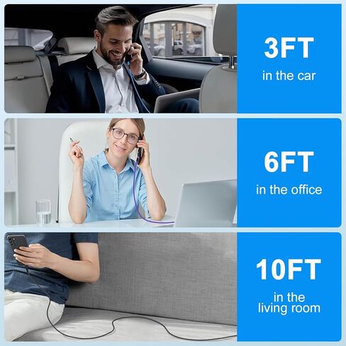 USB to USB C Car Charger Cord 3 Pack 3/6/10FT for Samsung Galaxy S25 Ultra S25 FE Edge A17 A16 A36 A26 A56, 3.1A Long Samsung Charger Fast Charging Cord Android Charger Type A to USBC Carplay Cable in Kuwait