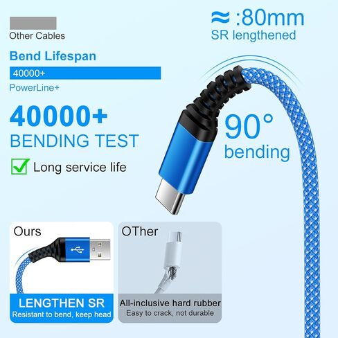 USB to USB C Car Charger Cord 3 Pack 3/6/10FT for Samsung Galaxy S25 Ultra S25 FE Edge A17 A16 A36 A26 A56, 3.1A Long Samsung Charger Fast Charging Cord Android Charger Type A to USBC Carplay Cable in Kuwait