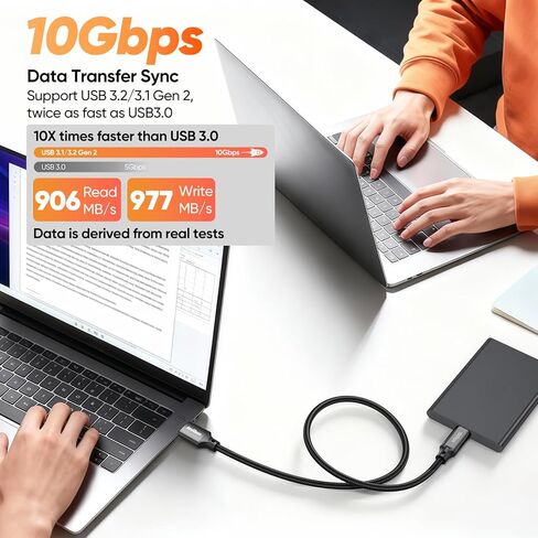 كابل نقل البيانات USB إلى النوع C 3FT، 10 جيجابت في الثانية USB 3.1/3.2 A إلى USB-C Andriod Auto Cord مع شحن سريع 3A لكاميرا Samsung T7 SSD iPhone 17/16/15 Carplay Galaxy S25 MacBook Pro/Air Tablet PS5 in Kuwait