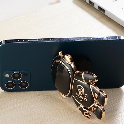 Astronaut Phone Stand Holder,Cute Cell Phone Hidden Kickstand,Astronaut Phone Holder for Desk,Adjustable Tablet Phone Ring Stand, Gift for Women Cell Phone Stands Accessories (Black) in Saudi Arabia