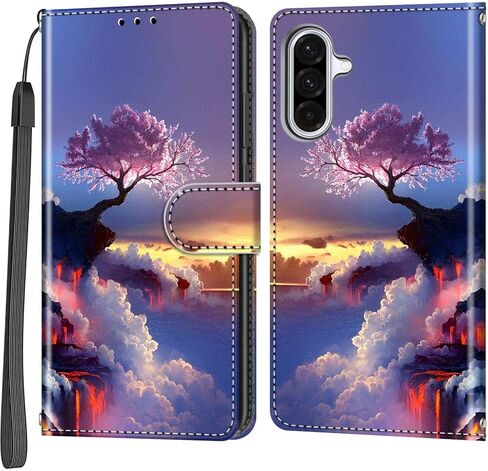 Case Wallet for Samsung Galaxy A36 5G, [Kickstand] 3 Card Holder Stand [Shockproof TPU Interior Shell], PU Leather Magnetic Protective Flip Cover 6.7", Black Flower in Saudi Arabia