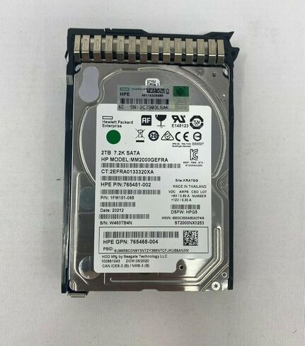 محرك الأقراص الصلبة HEWLETT PACKARD 765451-002 HPE 2 تيرابايت 6G 7.2K SFF SATA SC in Kuwait