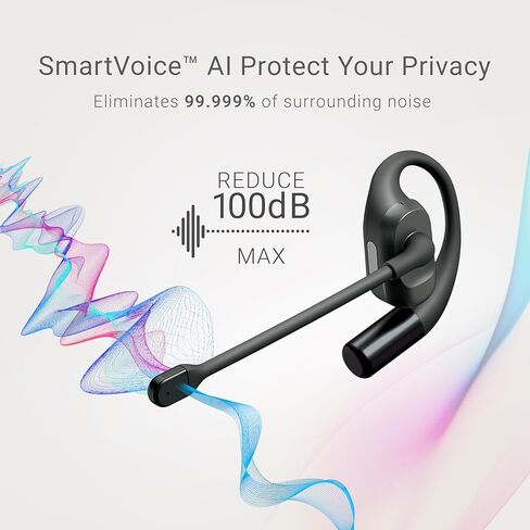 Emerson NoiseZero Open-Ear Earphones w/Charging Case and USB-C Cable, Smart AI 100dB ENC Microphone Cancelling 99.999% Noise, Max Privacy, Wireless Bluetooth Earbuds, IPX4, Gym, Work, Travel - Black in Saudi Arabia