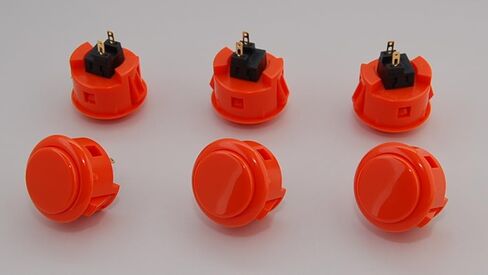 6 pc Set of Sanwa OBSF-30-VER Vermillion Push Buttons in Saudi Arabia