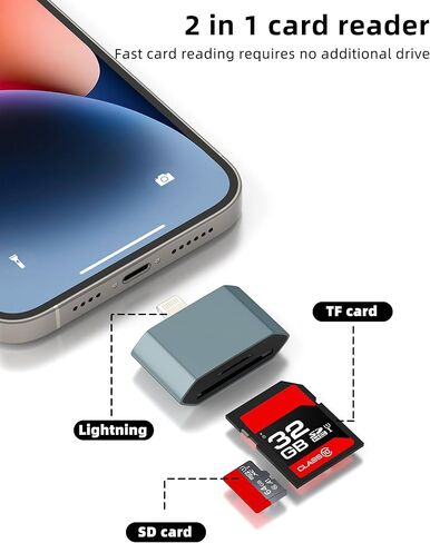 Lightning to SD Card Reader for Iphone for 14 13 Pro Max Adapter Digital Camera (2in1) for Apple Phone Memory Stick for Ipad Port Type C Portable 3.0 Converter Male Adaptor Picture Transfer Photo Game in Saudi Arabia