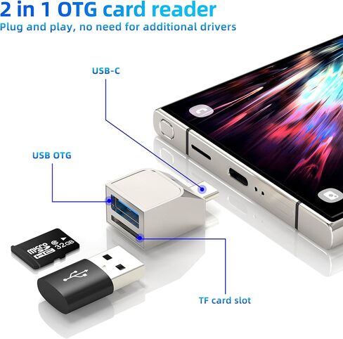 محول USB A إلى USB C لهاتف Iphone 16 15 Pro Max لأجهزة Ipad لأجهزة Apple (2in1) قارئ بطاقات TF وكاميرا Micro SD وذاكرة عصا ذاكرة Macbook لهاتف Samsung Accessorie Female Cable Android Mac Converter in Saudi Arabia