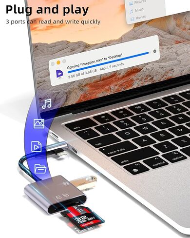 SD Card Reader for Iphone Adapter USB C Lightning to OTG Micro SD for 17 16 15 14Pro(3in2)TF Camera Accessories Adaptador Photography Plug Cord Photographer Splitter Dongle Accesorios Macbook Portable in Saudi Arabia