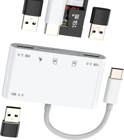 قارئ بطاقة SD لمحول Iphone USB C إلى Micro SD لـ 17 16 15 Pro Max عصا ذاكرة الكاميرا الرقمية (6 في 1) شحن شديد الفاصل للكمبيوتر اللوحي شاحن عالمي TF تخزين محرك فلاش محول Macbook in Saudi Arabia