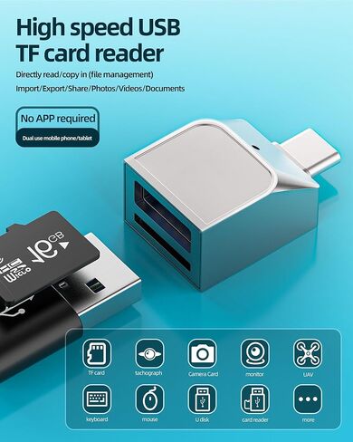 USB A to C Adapter Card Reader Micro SD for iPhone 17 16 15 Pro Max (2in1) Camera Memory Stick for Ipad for Apple Male Charger Android Phone Adaptor Computer Charging TF Female Port Lector Speed in Saudi Arabia