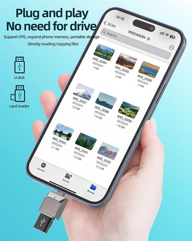 USB A to C Adapter Card Reader Micro SD for iPhone 17 16 15 Pro Max (2in1) Camera Memory Stick for Ipad for Apple Male Charger Android Phone Adaptor Computer Charging TF Female Port Lector Speed in Saudi Arabia